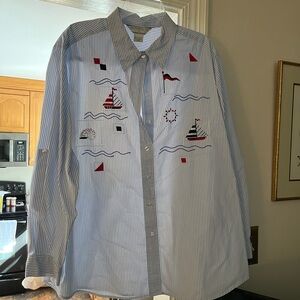 Allison Daley Nautical Embroidered Blouse